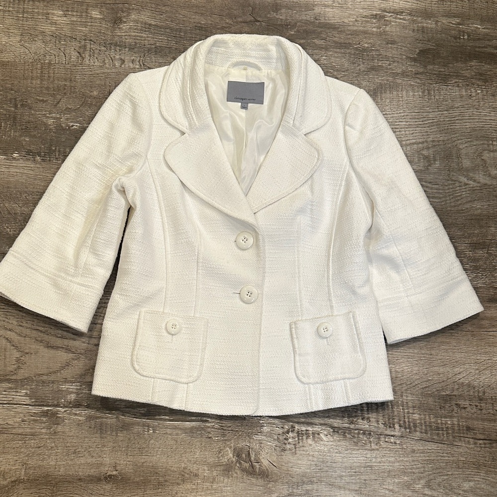 Classiques Entier White Textured Cropped Blazer